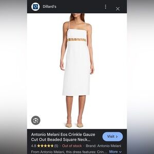 Antonio Melani Eos Crinkle Gauze Cut Out Beaded Square Neck Dress